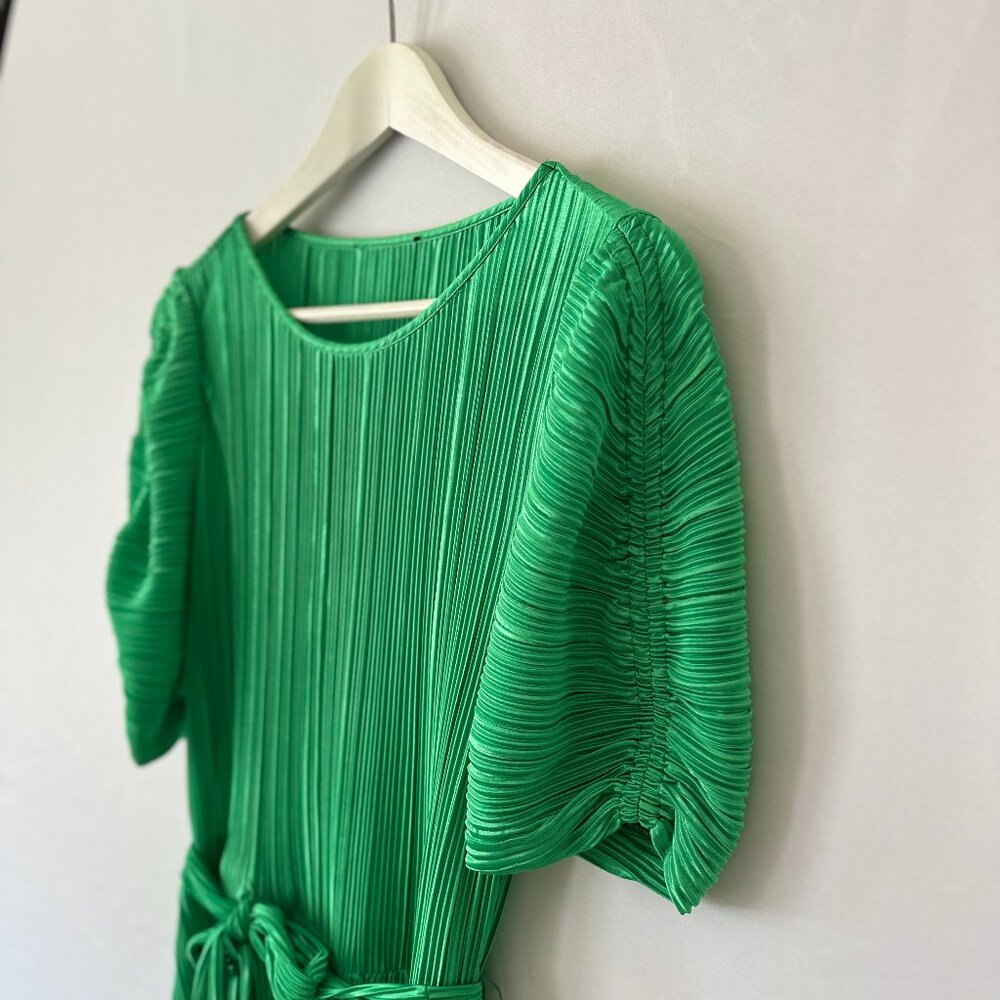 DKNY Green Plissé Dress